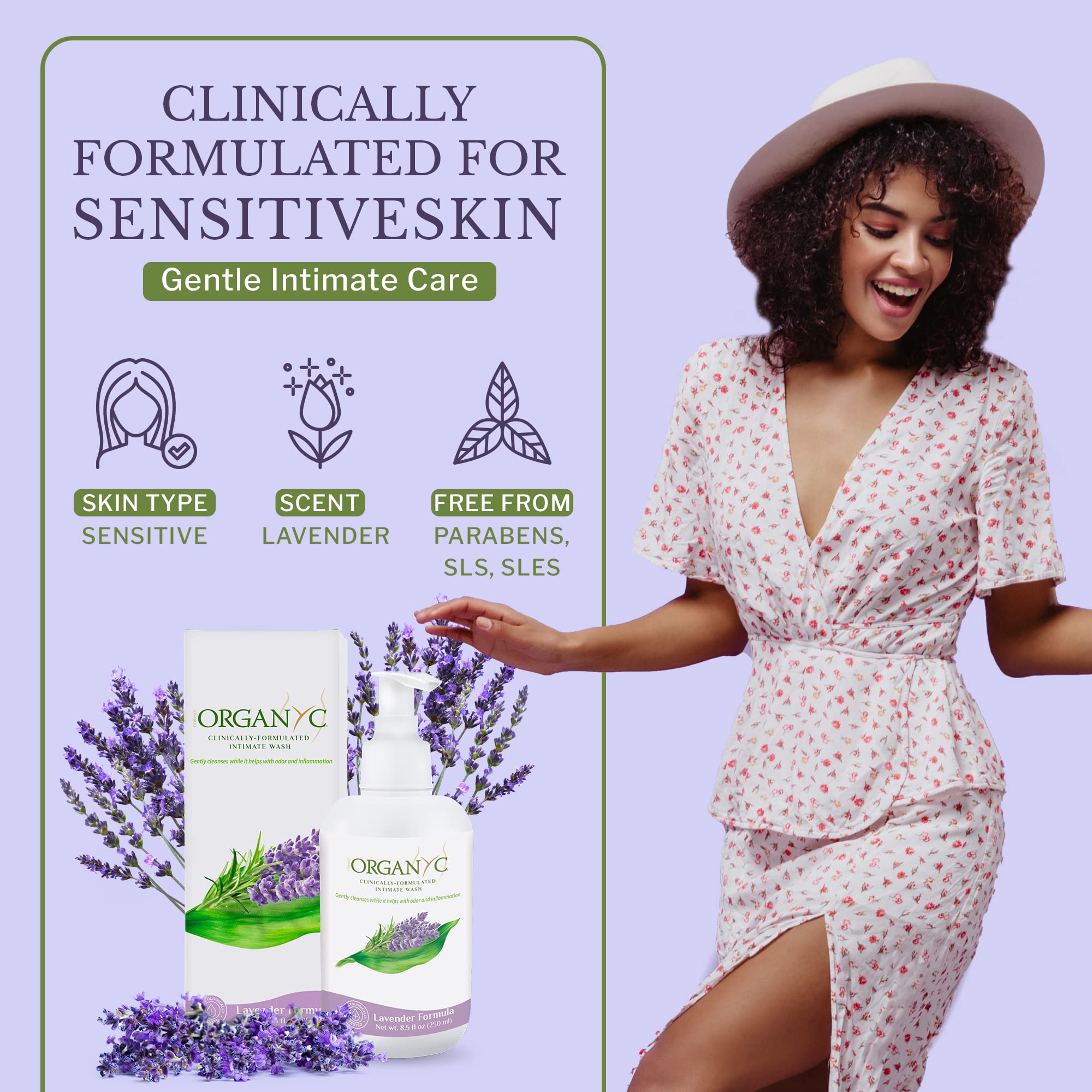 Organyc Feminine Hygiene and Intimate Wash with Lavender, 250 ML