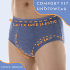 3-Pack Mens Super Absorbency Washable Reusable Bladder Control Briefs Grey 2X (Waist 44-45)