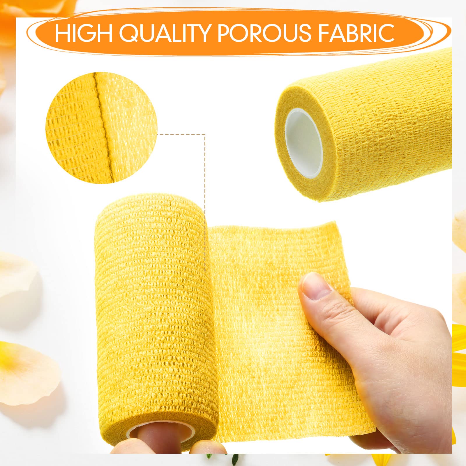 Newwiee 45 Rolls 4 Inch x 5 Yards Cohesive Bandage Tape Self Adhesive Bandage Elastic Stretch Athletic Tape Bulk Vet Wrap Non Wo