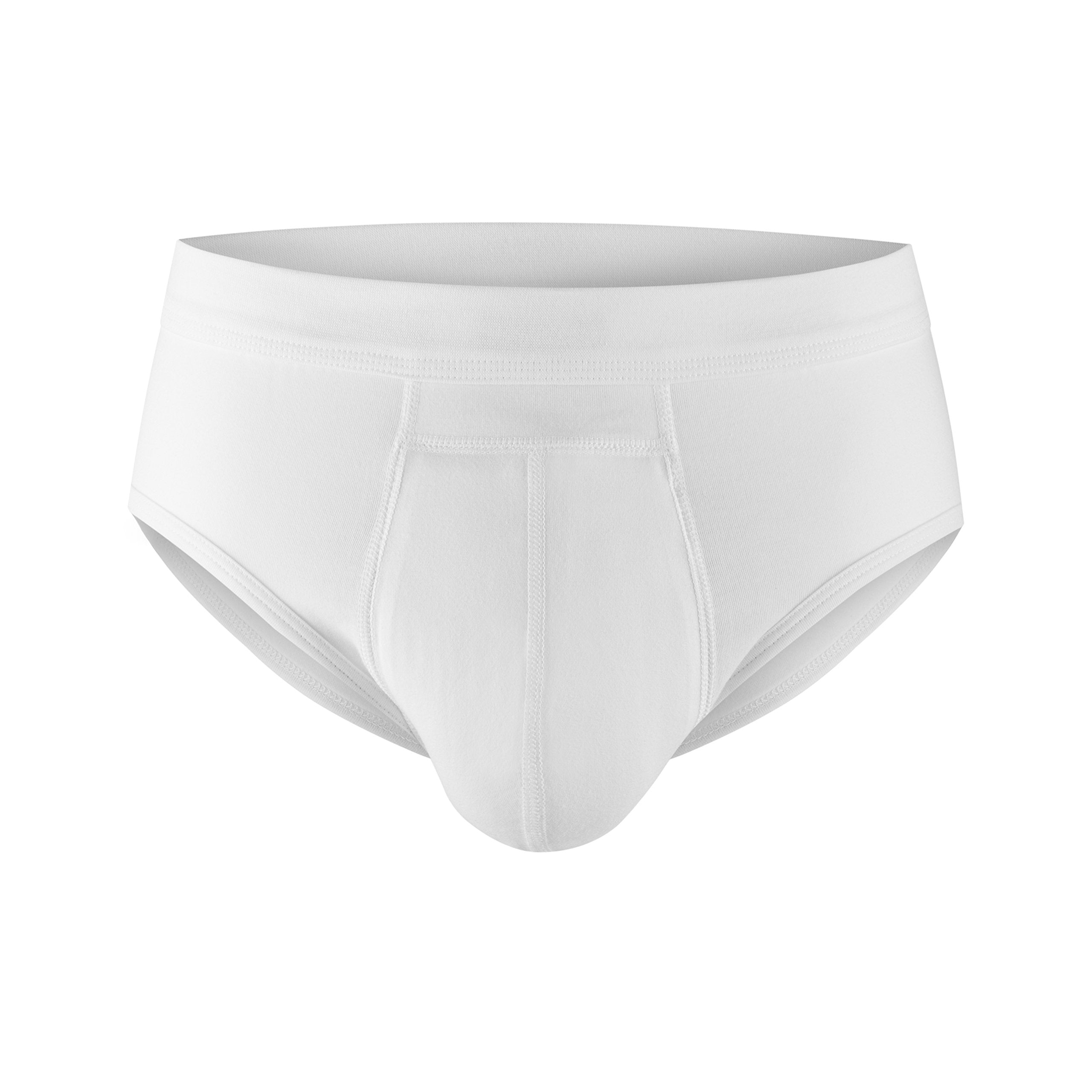 PRO-TECH-Dry - Washable & Reusable Urinary Incontinence Cotton Brief Underwear for Men, with Front Absorbent Area (White, Small)