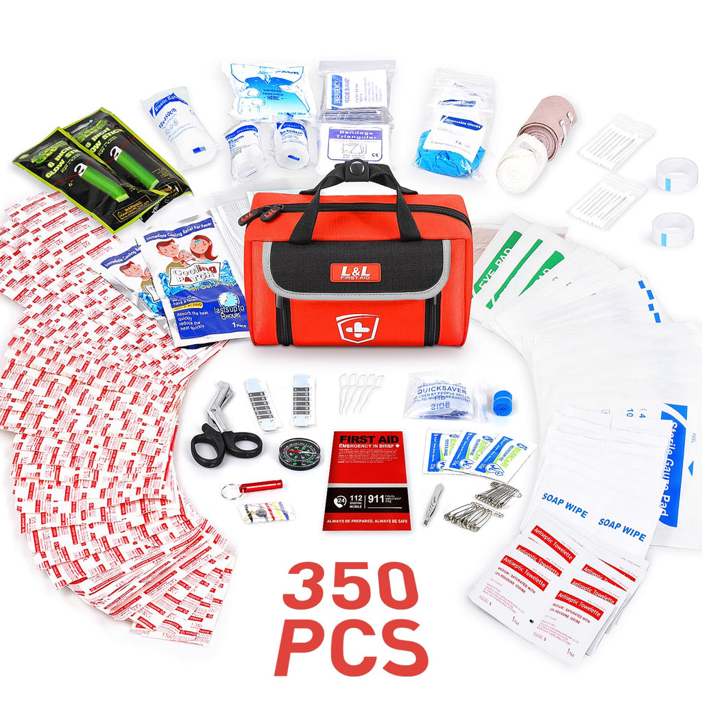 First Aid Kit for Car, 350 Piece Survival Gear and Supplies for Car Home Travel Hiking, First Aid Kit Survival Kit, Waterproof E