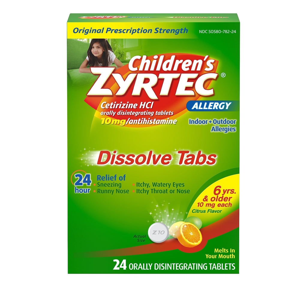 Zyrtec Childrens 24 HR Dissolving Allergy Tablets, Cetirizine, Citrus Flavor, 24 ct