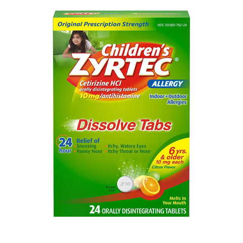 Zyrtec Childrens 24 HR Dissolving Allergy Tablets, Cetirizine, Citrus Flavor, 24 ct