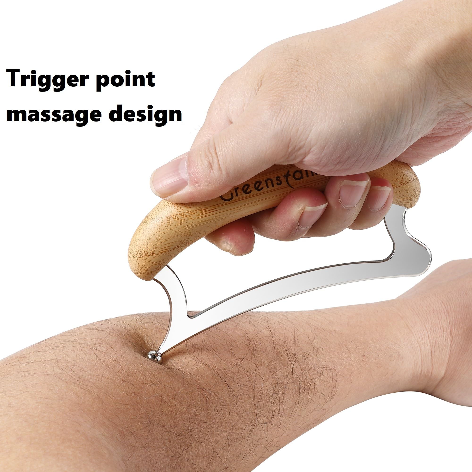 Greenstalk Stainless Steel Gua Sha Muscle Scraper Tool for Muscle Relief, Wooden Massage Tools,Body Guasha Tool, Portable Body S