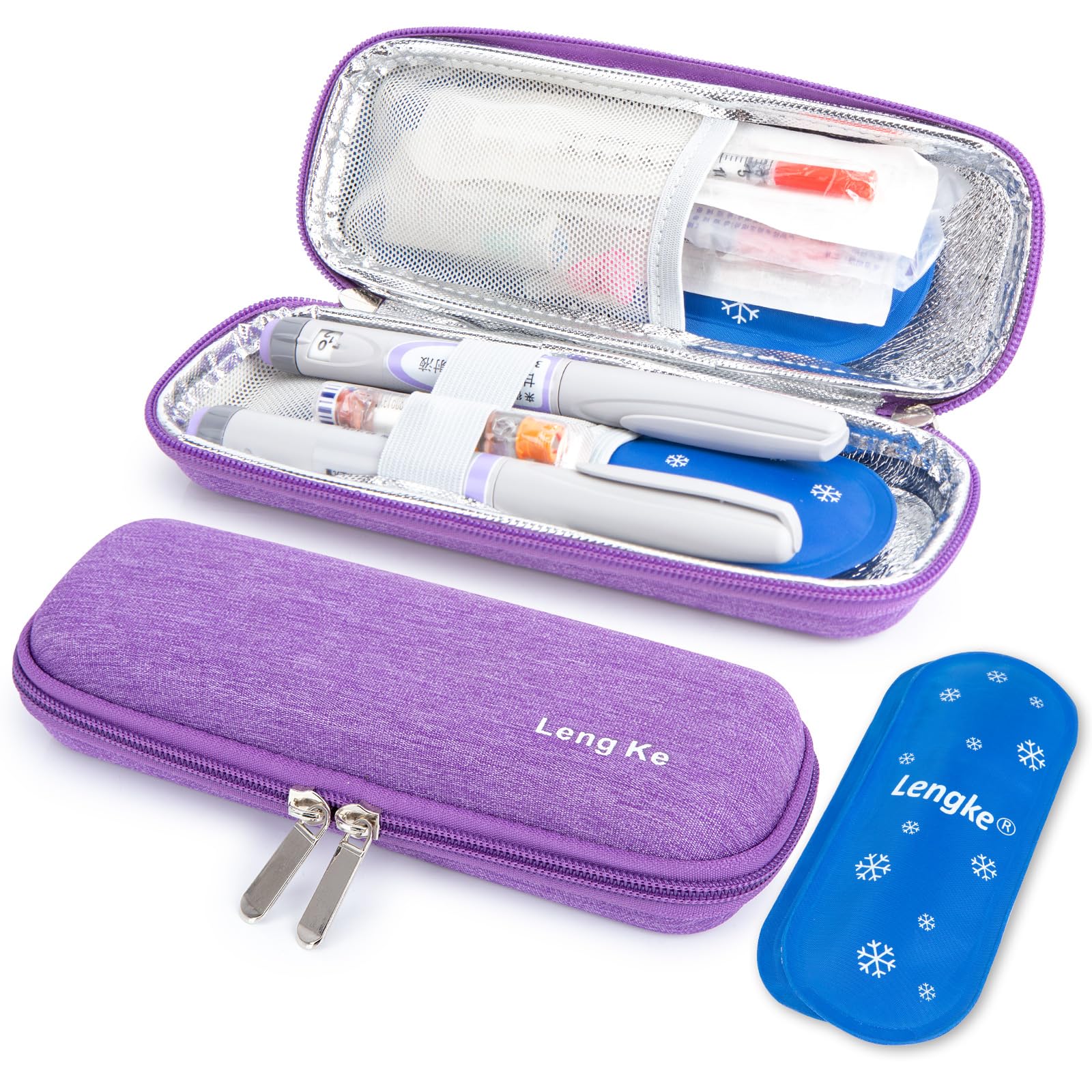 Leng Ke Insulin Cooler - Upgraded EVA Diabetes Travel Case with 2 TSA Approved Ice Packs, Waterproof Medicine Case for Insulin P