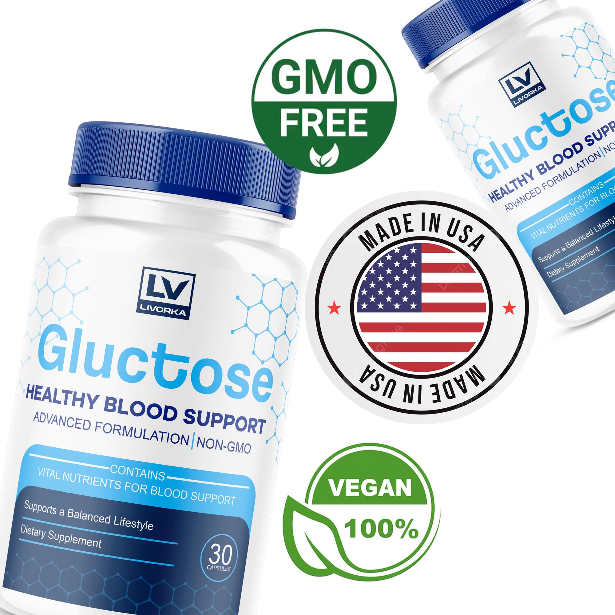 (2 Pack) Gluctose Advanced Blood Support, Gluctose, Gluctose - Advanced Blood Support Supplement, Gluctose Supplement Support Ca