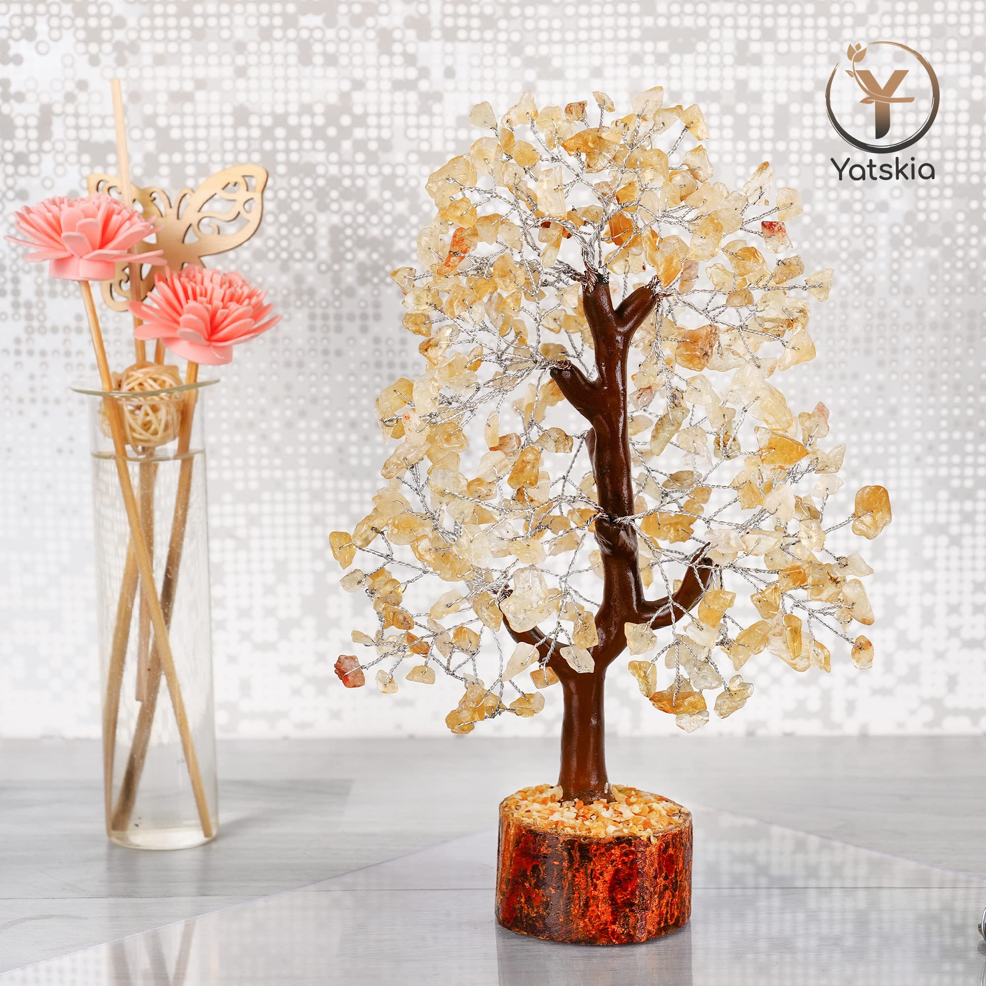 Citrine Crystal Stone - Crystals Tree, Gem Tree, Bonsai Trees, Tree for Home, Crystal Tree of Life, Meditation Accessories, Fake