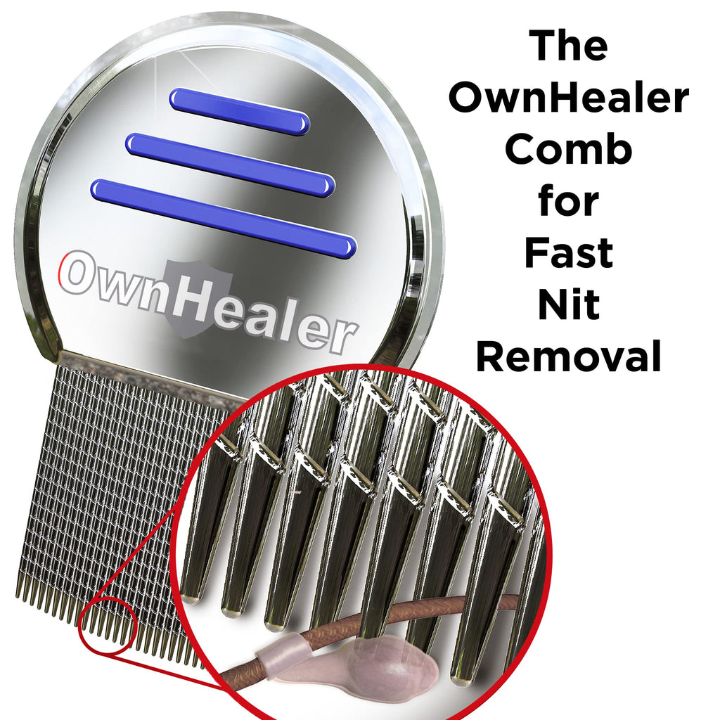 OWNHEALER Professional Lice Comb Kit - for Lice, Nits, and Dandruff Removal. Quick Results for Head Lice Treatment - Suitable fo