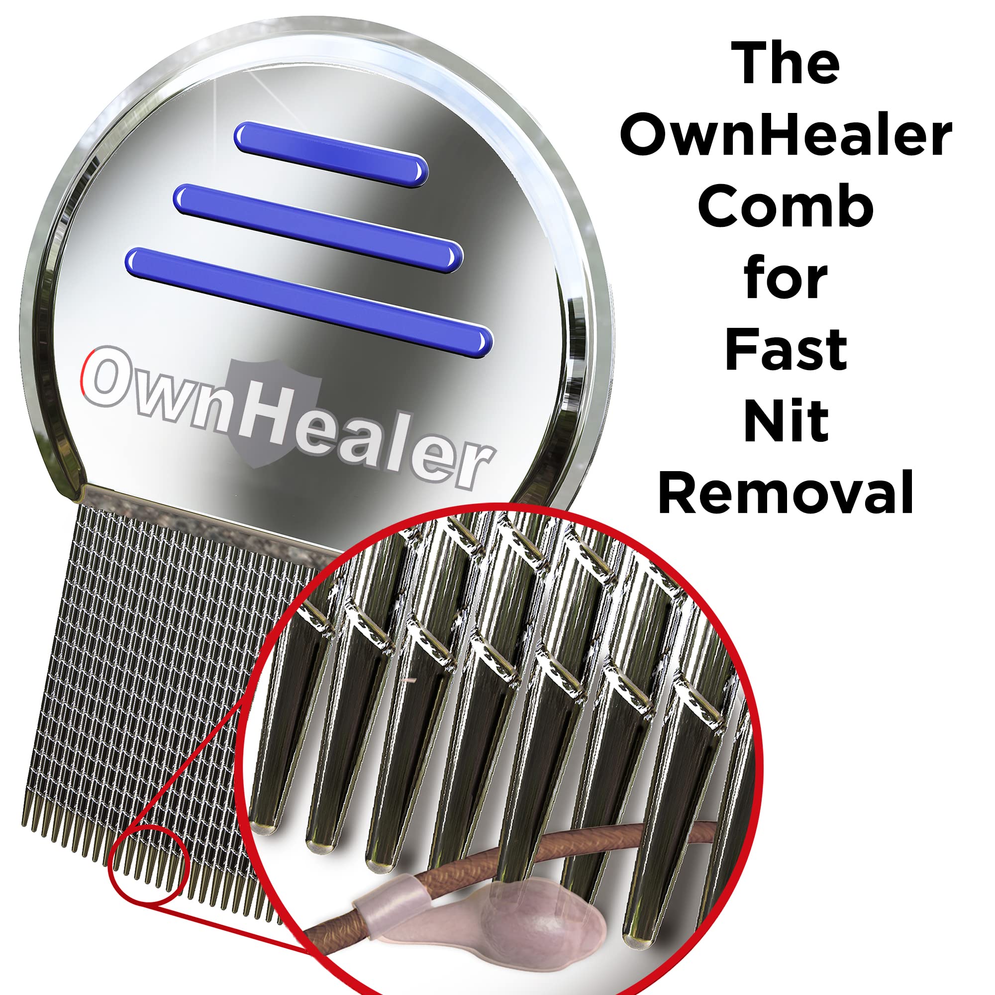 OWNHEALER Professional Lice Comb Kit - for Lice, Nits, and Dandruff Removal. Quick Results for Head Lice Treatment - Suitable fo