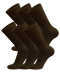 6 Pairs of Cotton Diabetic Non-Binding Neuropathy Crew Socks (Brown, Fits Mens Shoe Size 12-14.5)