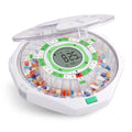 Live Fine 28-Day Automatic Pill Dispenser Frosted Lid with Upgraded LCD Display and Key Lock, Sound & Light for Prescriptions, M