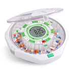 Live Fine 28-Day Automatic Pill Dispenser Frosted Lid with Upgraded LCD Display and Key Lock, Sound & Light for Prescriptions, M