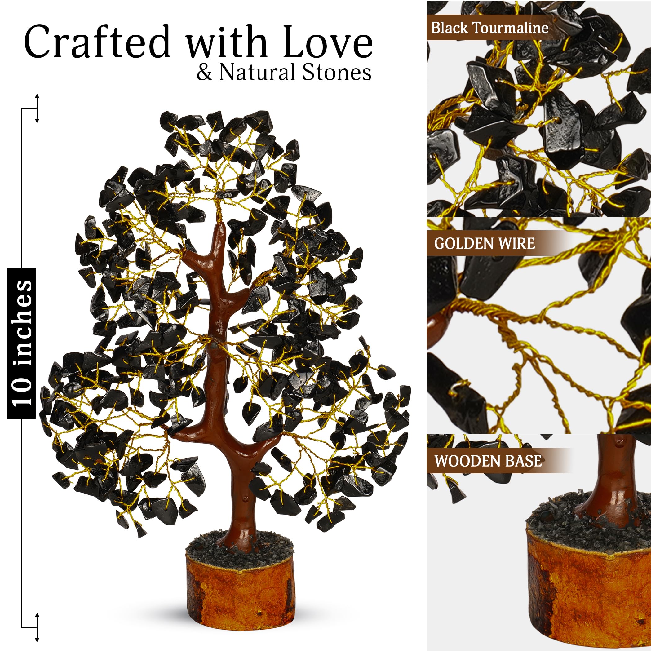 YATSKIA Black Tourmaline Crystal Tree, Gemstone Tree Home Office Decor, Spiritual Decor, Crystal Gifts