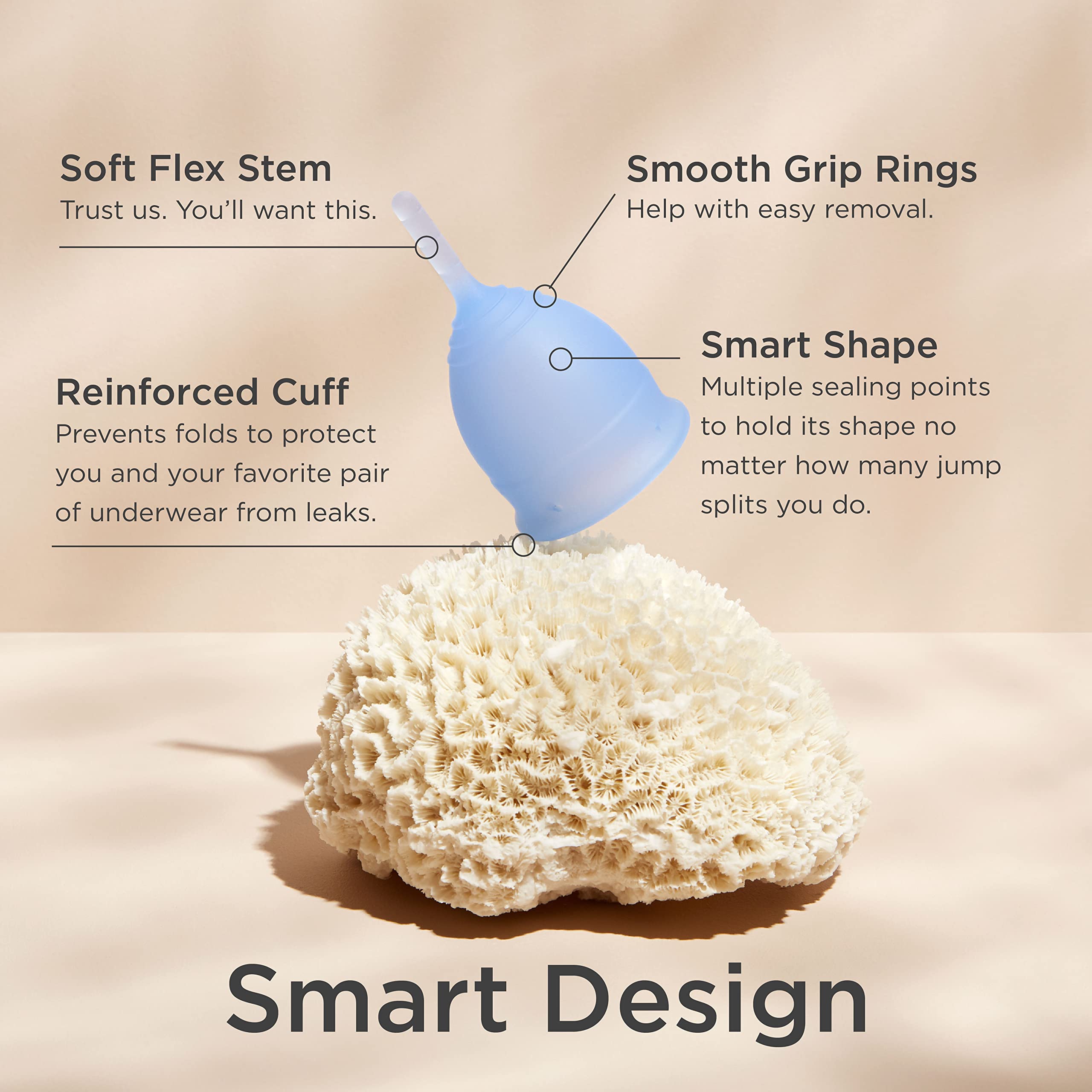 Saalt Menstrual Cup - Reusable Period Cup - Made for Comfortable, Leak-Free Protection Up to 12 Hours - BPA & Latex Free - Inclu