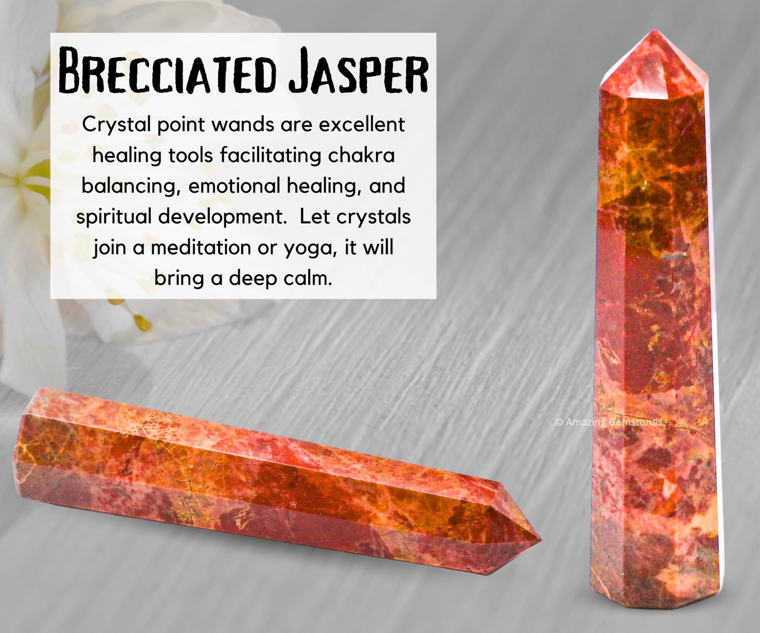 Brecciated Jasper Crystal Towers ~ Natural Healing Crystal Point Obelisk for Reiki Healing and Crystal Grid (3- Inch)