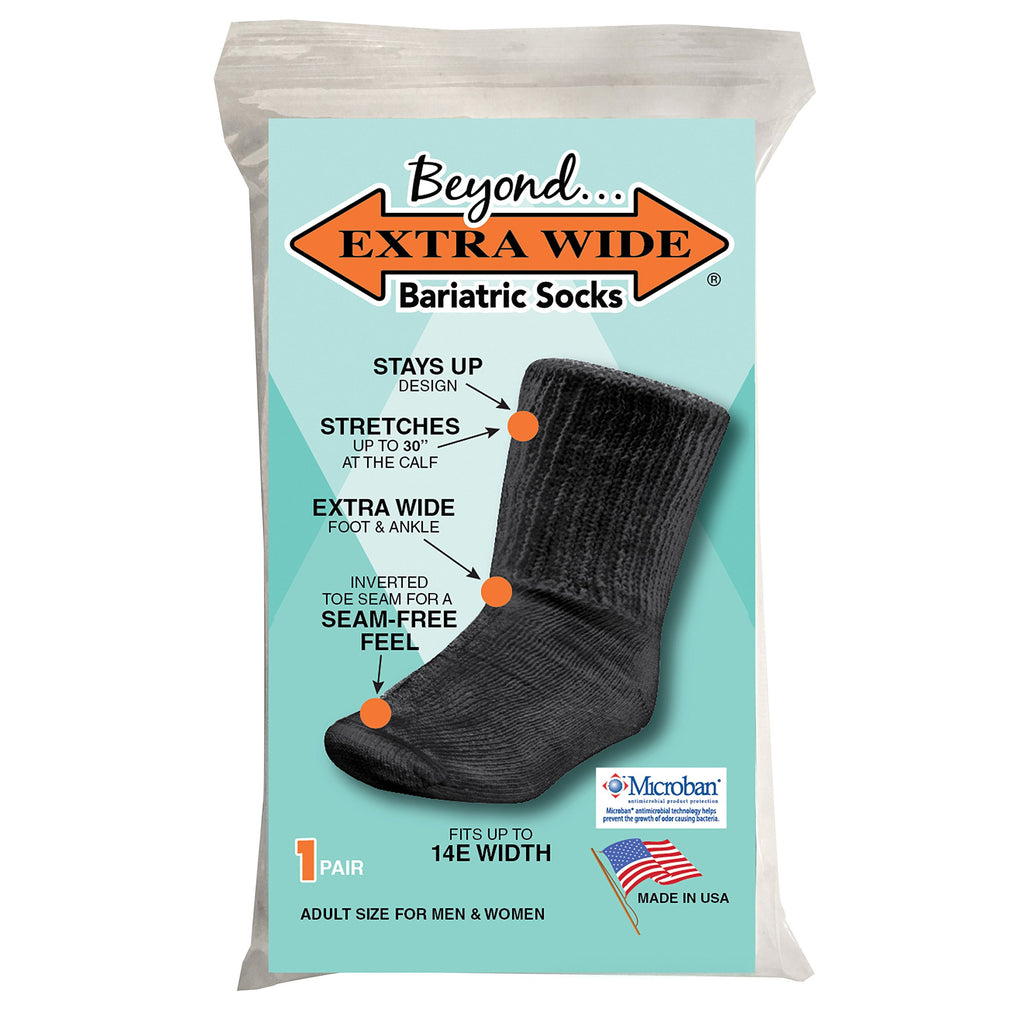 Bariatric Sock for Extreme Lymphedema Calf stretches to 30'' (Black)