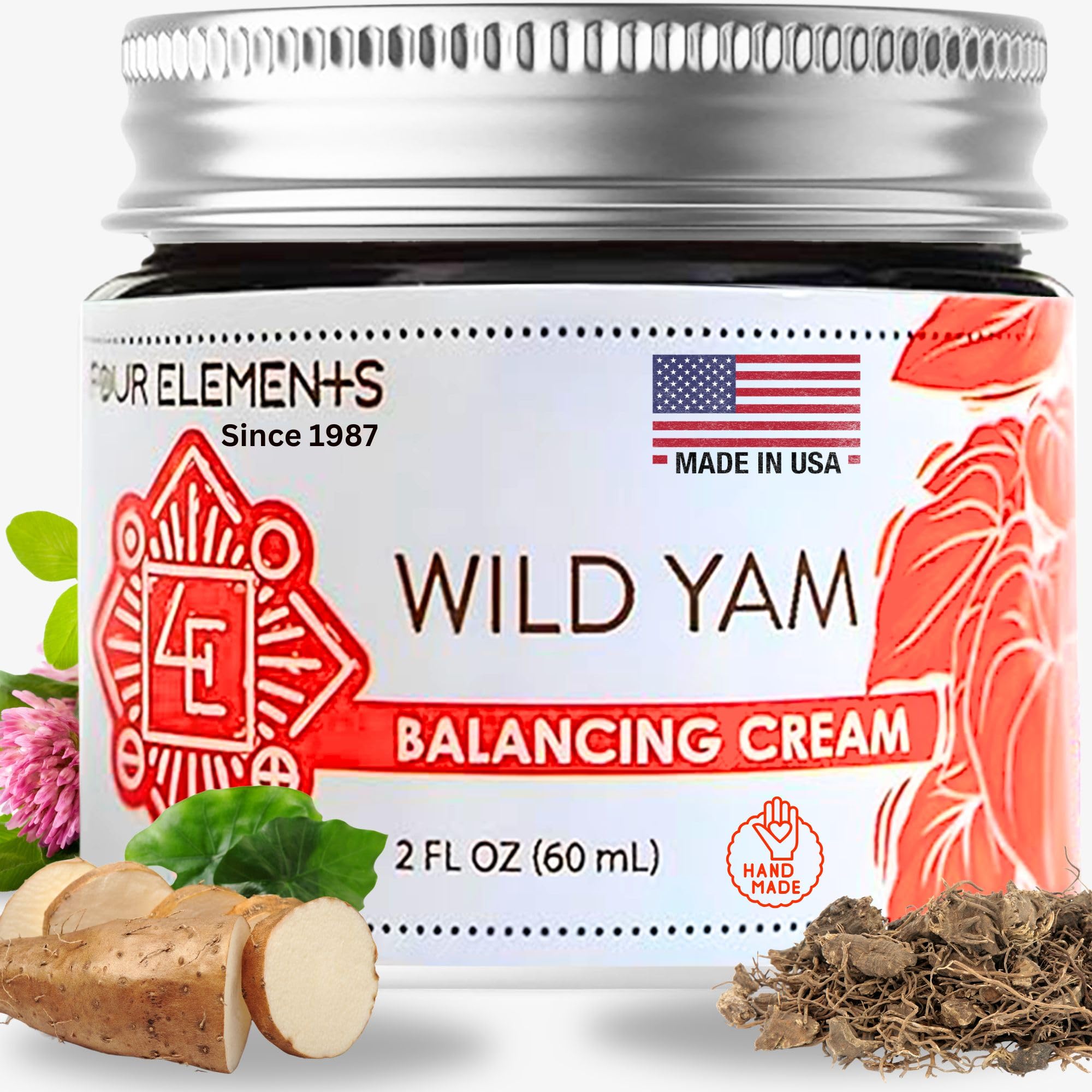 Four Elements 4E Wild Yam Balancing Cream, 2 OZ - 1st Place Winner at the 2023 International Herb Symposium for Creams and Salve
