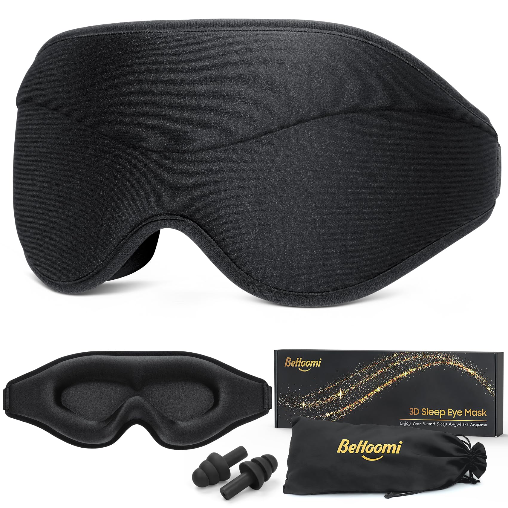 Sleep Mask, Premium Eye Mask for Sleeping, Total Blackout, Super Soft Comfort, Adjustable Fit, Upgraded 3D Ergonomic Designed Sl