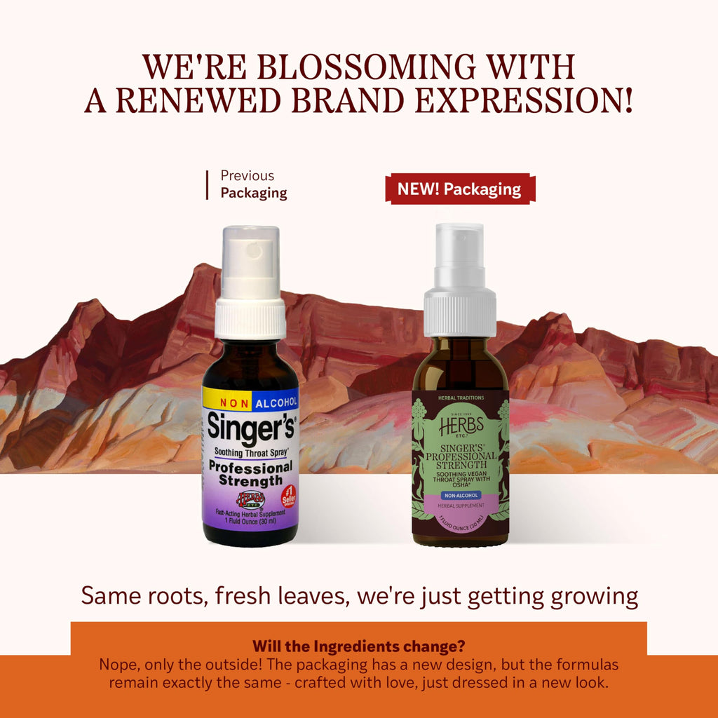 Herbs Etc. Singers Saving Grace Professional Strength Non-Alcohol Spray - Herbal Support for Soothing Throat - Throat Comfort S