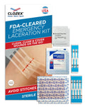Clozex Complete Emergency Laceration Kit - Repair Wounds Without Stitches, FSA HSA Eligible Skin Clean Cover Closure Device for 