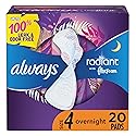 Always Radiant Pads, Size 4, Overnight Absorbency, Scented, 20 Count(Pack of 1)