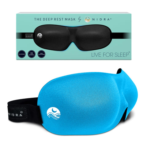 Nidra Sleep Mask, Contoured Blackout Sleeping Mask, for Men & Women - Standard Size, Blue