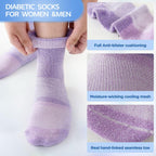 Bulinlulu Diabetic Socks for Women&Men,6 Pairs Non Binding Diabetic Ankle Socks,Wide Socks with Seamless Toe(Large,Bright Colors