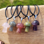 Dreuyet Mushroom Crystal Necklace Mushroom Pendant Necklace Natural Stone Crystal Pendant Necklace for Women Christmas Valentine
