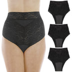 3-Pack Womens Black Lovely Lace Regular Absorbency Incontinence Panties 2X (Fits Hip 45-48)