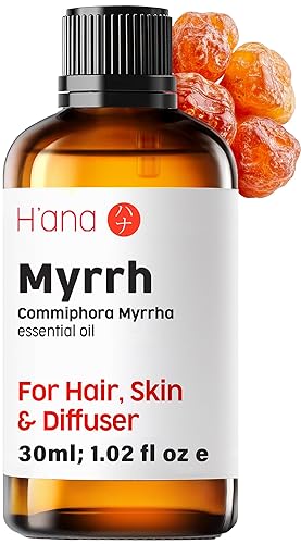 Hana Myrrh Essential Oil - 100% Pure and Natural Myrrh Oil for Diffuser, Skin, Hair, Candle Making, and Massage - with Earthy,