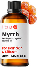 Hana Myrrh Essential Oil - 100% Pure and Natural Myrrh Oil for Diffuser, Skin, Hair, Candle Making, and Massage - with Earthy, 