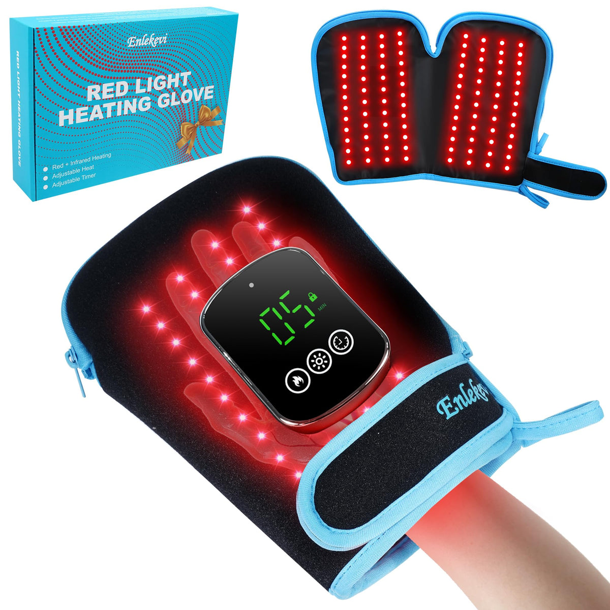 Enlekevi Red Light Glove, DoubleSided Heat Therapy, Soothes Hands