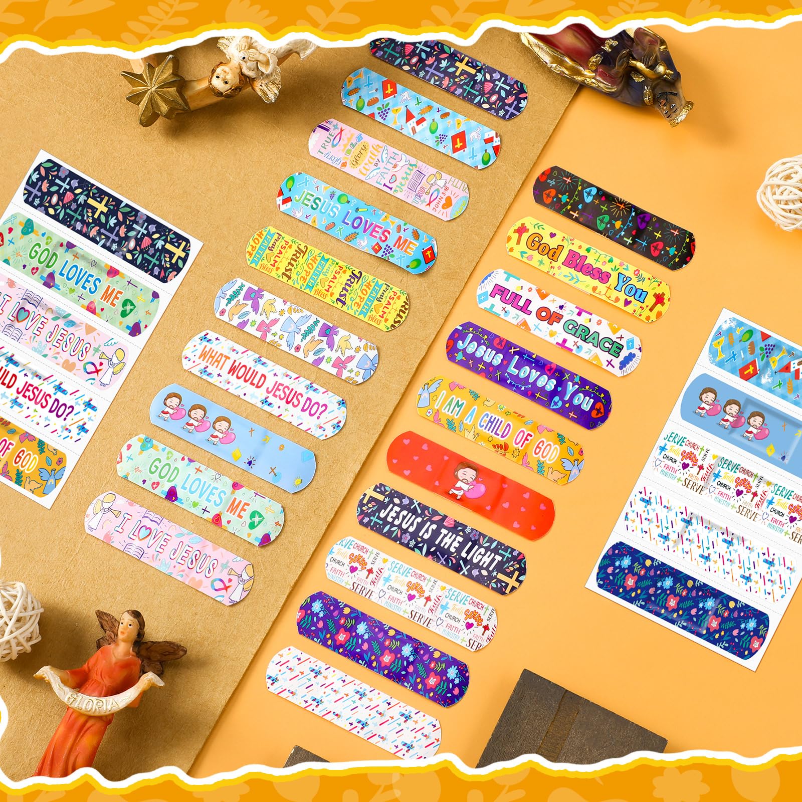 Geiserailie 40 Christian Jesus Bandages Kids Adults Bulk Bible Verse Scripture Fun Bandages Gifts Cute 20 Style Christian Religi