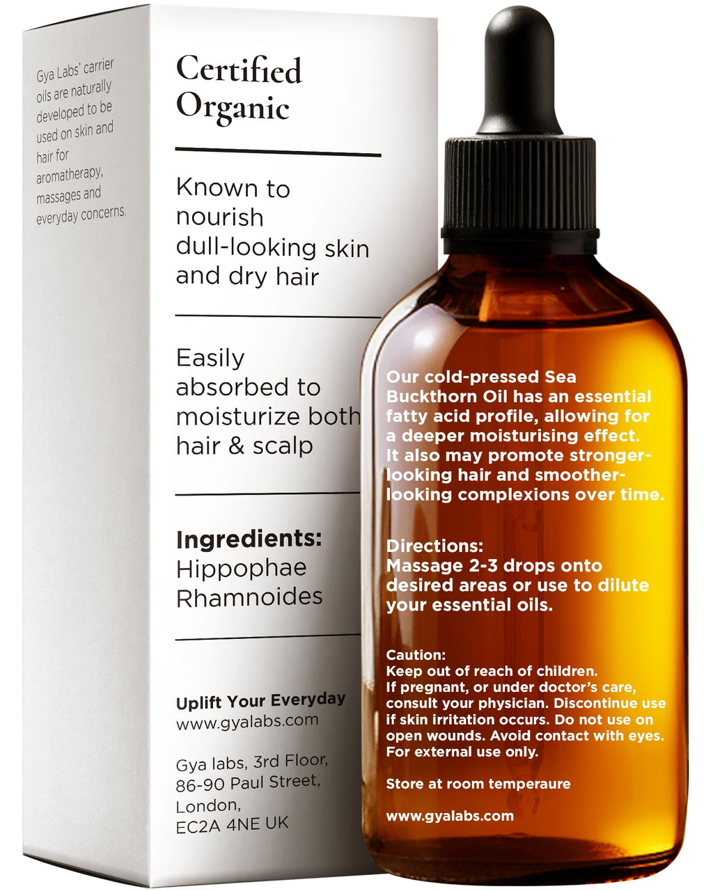 Gya Labs Organic Sea Buckthorn Oil - 100% Pure Natural Sea Buckthorn Carrier Oil for Skin, Face, Nails & Hair - Soothing & Moist