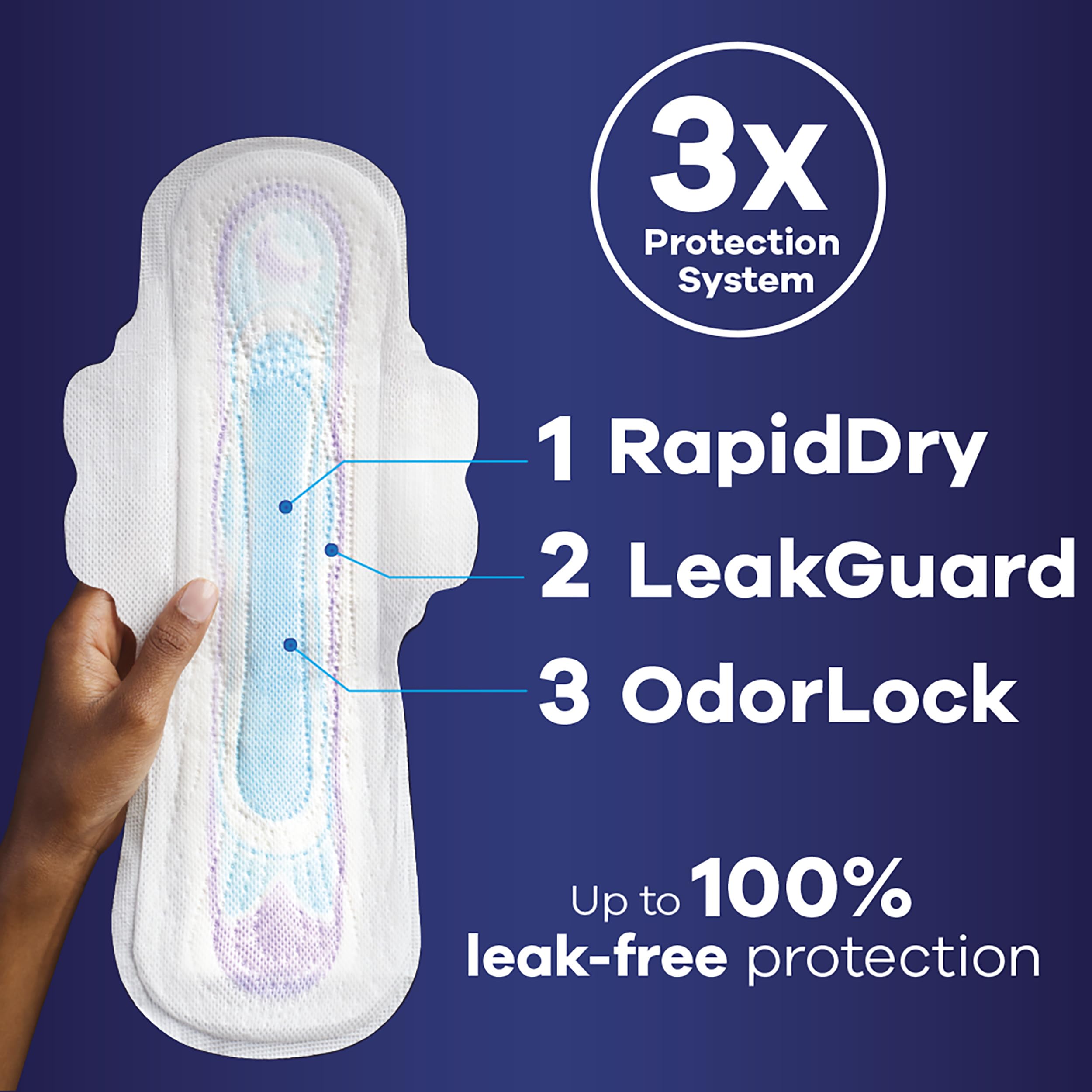 Always Ultra Thin Feminine Pads For Women, Size 5 Extra Heavy Overnight Absorbency, With Wings, Unscented, 24 Count