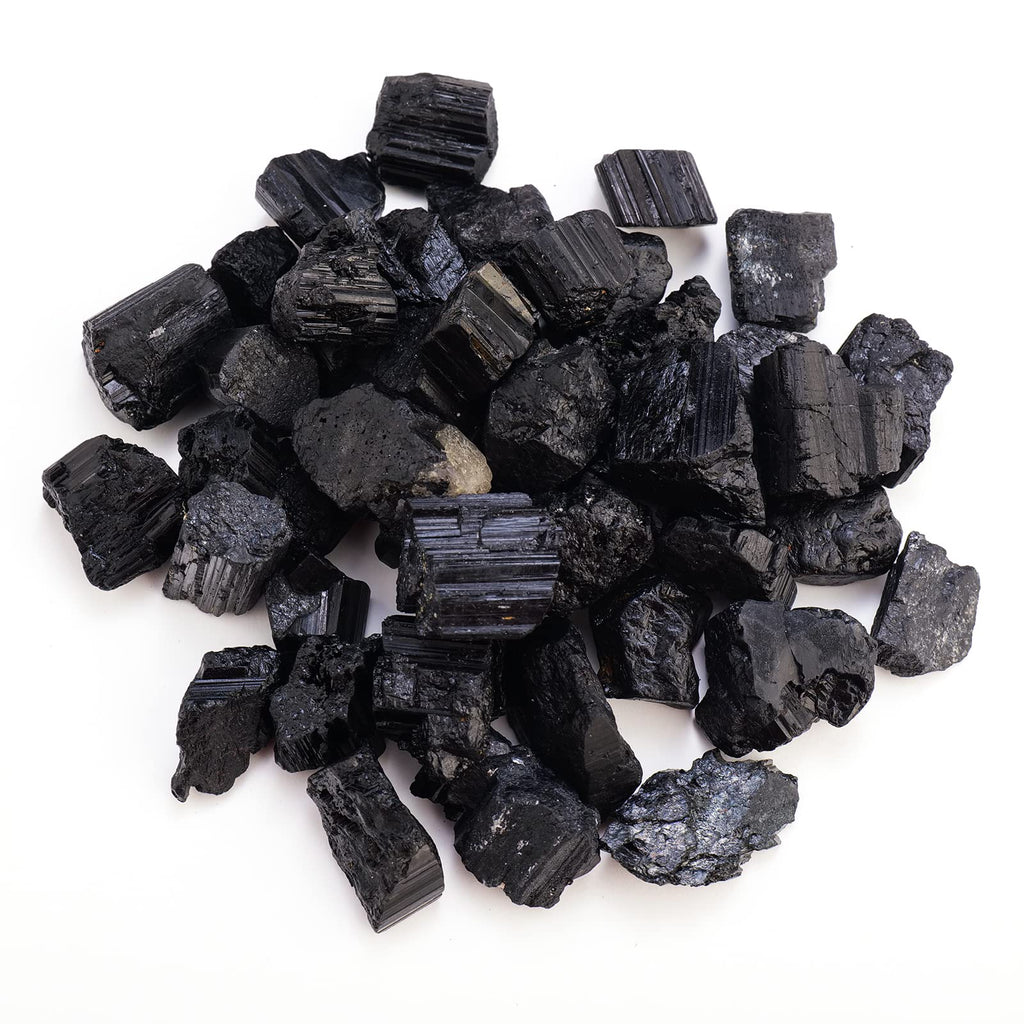 Apengshi Natural Black Tourmaline Raw Stone 0.97lb(440g) Bulk Rough Natural Reiki Energy Purification Negative Energy Healing Cr