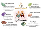 Crystals for Retirement, Set of 6 Amethyst, Green Aventurine, Sunstone, Serpentine, Moss Agate and Peach Moonstone Healing Cryst