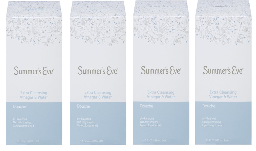 Summer's Eve Douche 4-Pack, Extra Cleansing Vinegar & Water, 18-Ounce Boxes (Pack of 1)