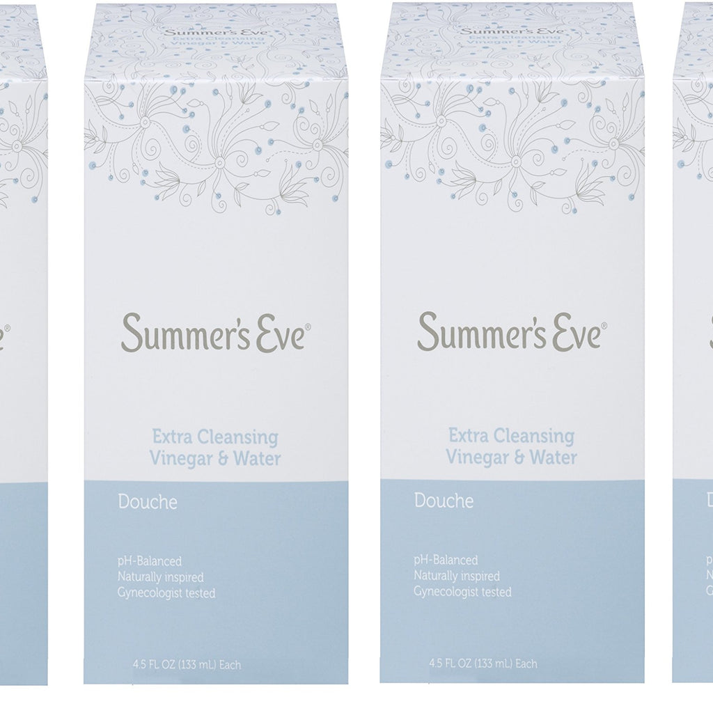 Summer's Eve Douche 4-Pack, Extra Cleansing Vinegar & Water, 18-Ounce Boxes (Pack of 1)