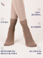 Hugh Ugoli Women Diabetic Ankle Socks, Super Soft & Thin Bamboo Socks, Wide & Loose, Non-Binding Top & Seamless Toe, 4 Pairs, Mi