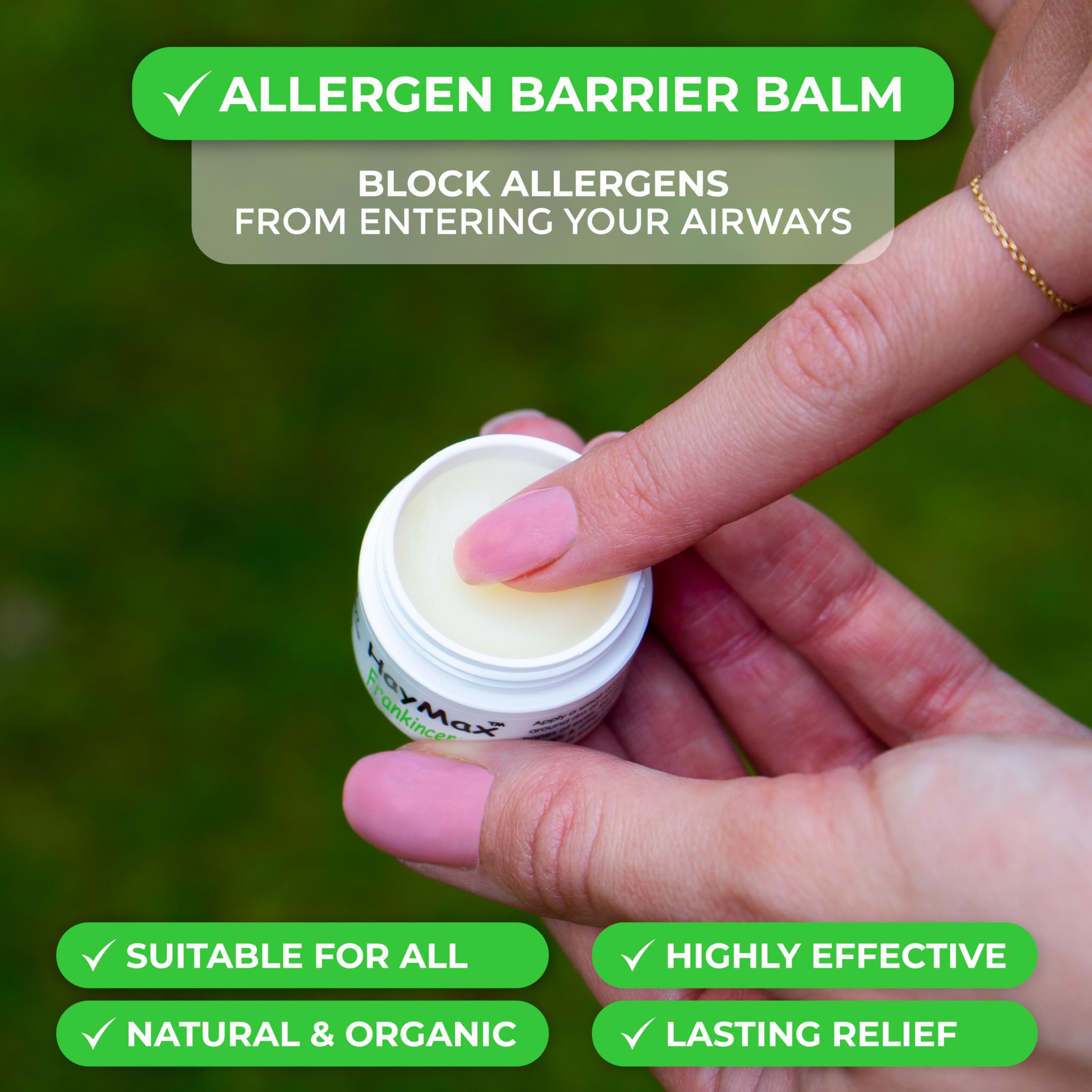 HayMax Organic Allergen Barrier Balm, Frankincense 0.17 fl oz (5ml), Natural, Non-Drowsy, Gentle on Skin