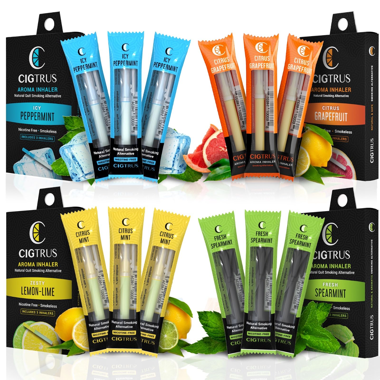 Craving Relief Inhaler (12-Piece) - Natural Quit Smoking Substitute, Nicotine & Tobacco-Free, Cigtrus Non-Electric Solution (As