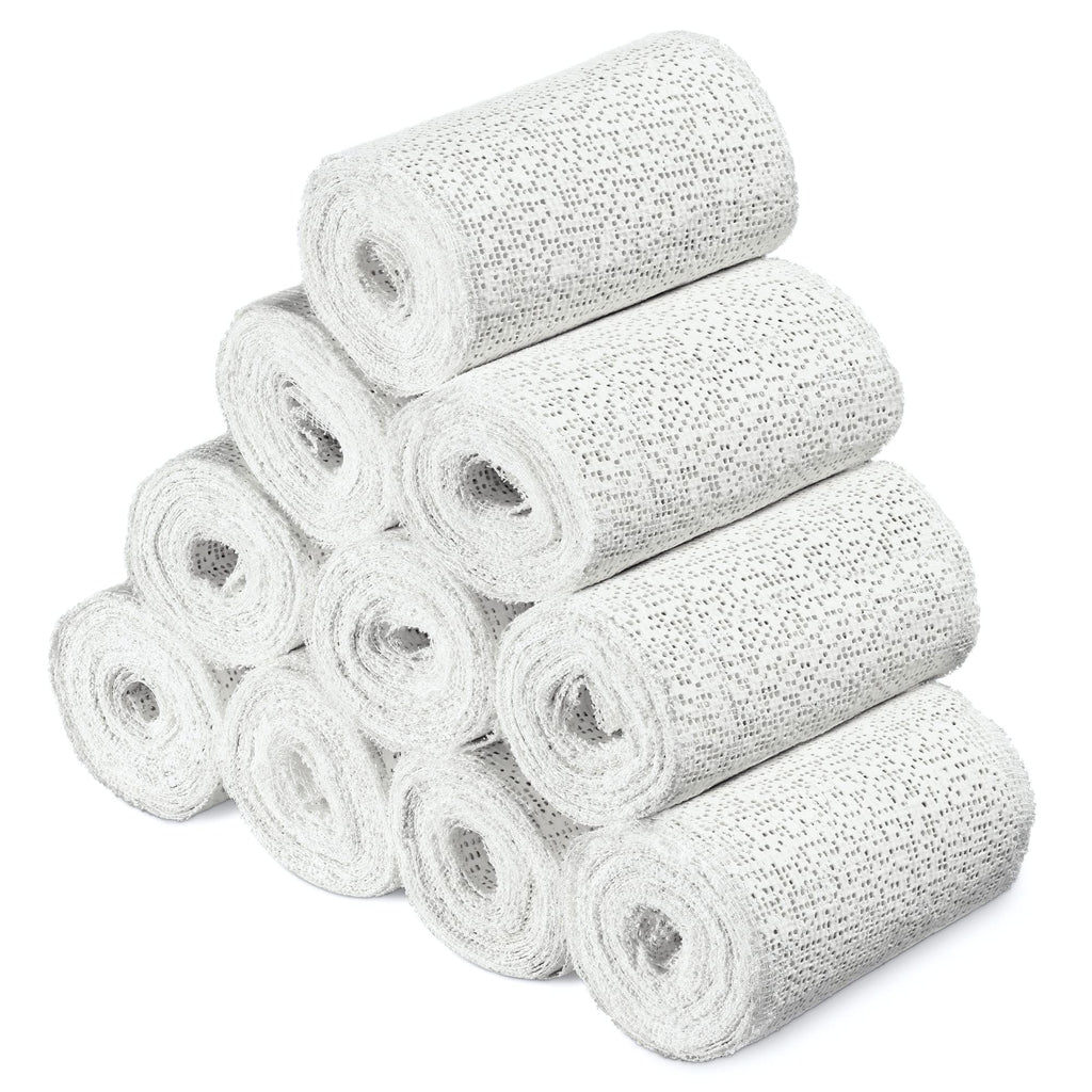 Navaris Plaster Cloth Rolls (M, Pack of 10) - Gauze Bandages for Body Casts, Plaster of Paris for Craft Projects, Belly Casting 
