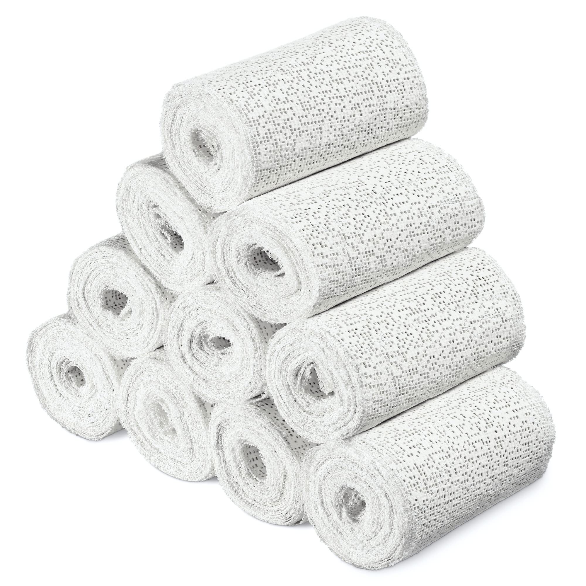 Navaris Plaster Cloth Rolls (M, Pack of 10) - Gauze Bandages for Body Casts, Plaster of Paris for Craft Projects, Belly Casting 