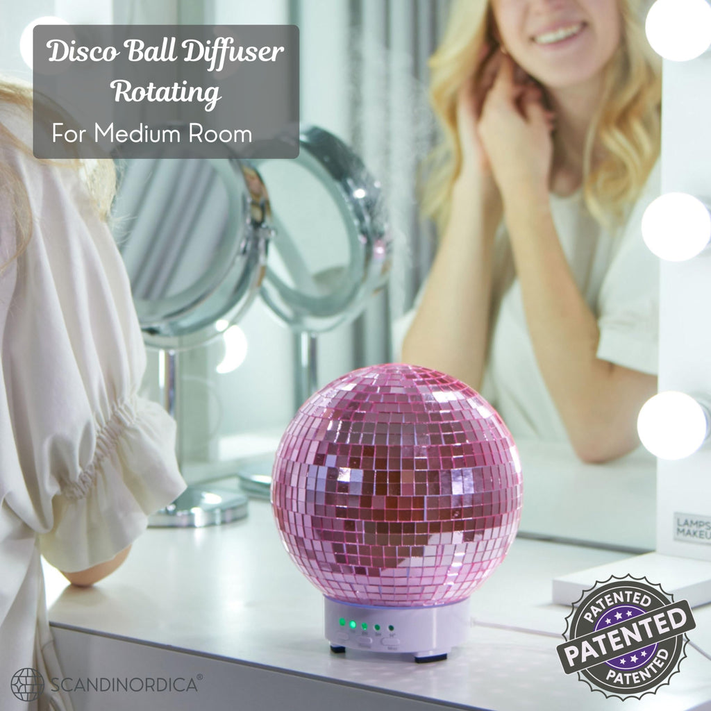 SCANDINORDICA Disco Ball Diffuser Rotating - Essential Oil Diffuser with Whisper Quiet Operation, Unique Preppy Room Decor | Aro