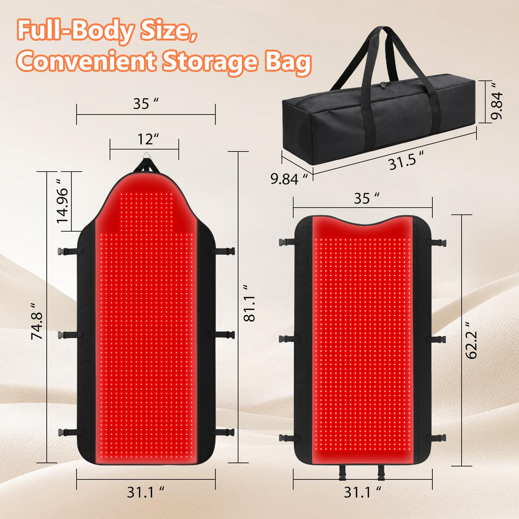 HomeCare 2026 Red Light Therapy for Body, 74.8    35 Full Body Red Light Therapy Mat with 2704 LEDs, 660nm & 850nm Dual Waveleng