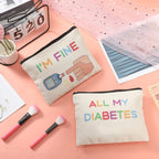 2 Pieces Diabetic Supplies All My Diabetes Funny Organizer Travel Bag Canvas Bag Diabetic Emergency Canvas Bag Toiletry Make up