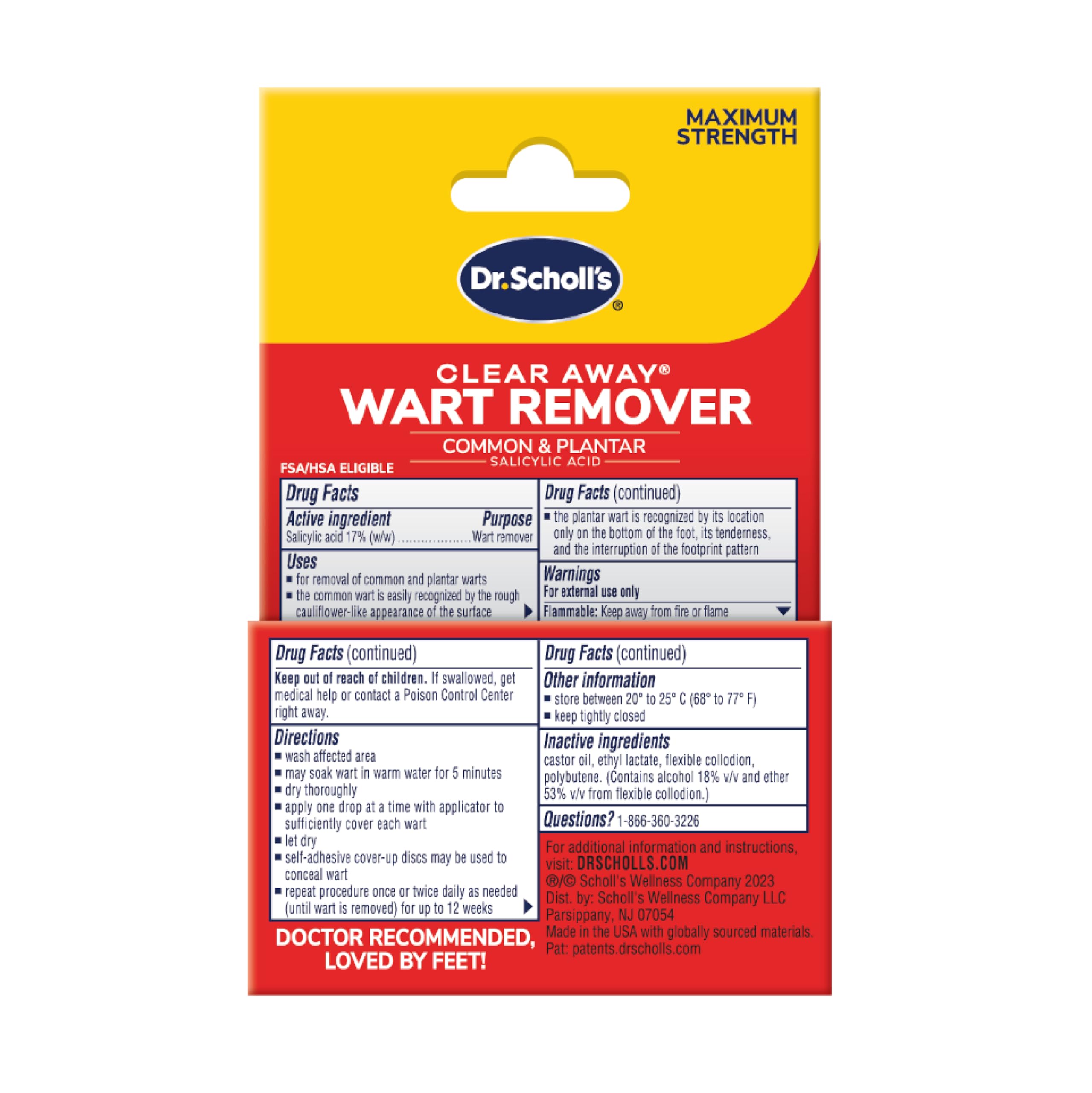 Dr. Scholl's Clear Away Liquid WART Remover // 1/3 fl oz, Clinically Proven, Fast-Acting, Maximum Strength for Common & Plantar