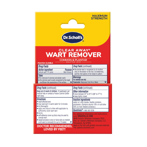 Dr. Scholl's Clear Away Liquid WART Remover // 1/3 fl oz, Clinically Proven, Fast-Acting, Maximum Strength for Common & Plantar 