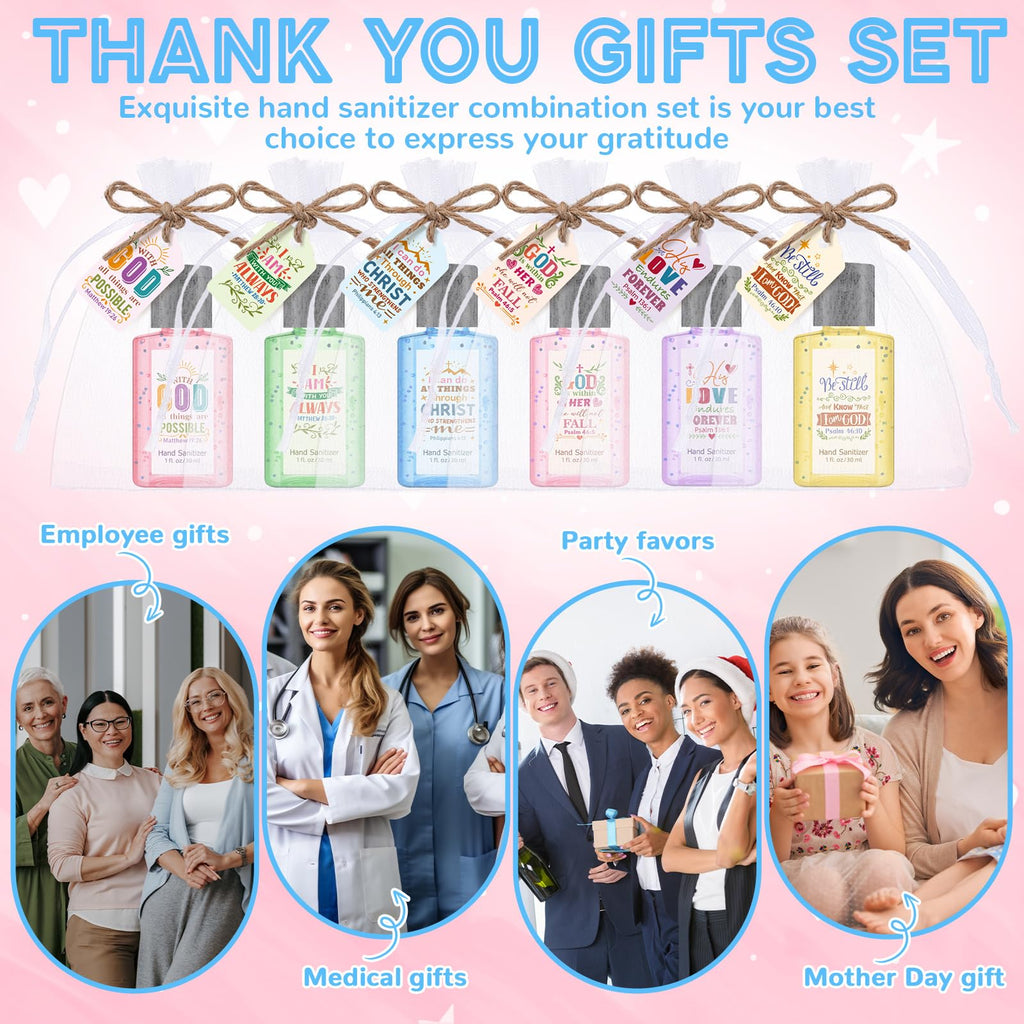 Frienda 24 Sets Bible Verse Hand Sanitizer Bulk Gift Set Christian Mini Travel Size Hand Sanitizers Small Religious Church Favor